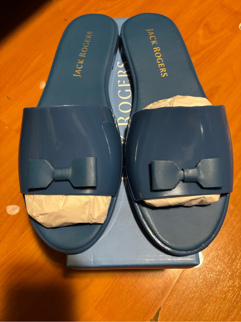 JACK ROGERS PATRICIA BOW JELLY SLIDE IN ATLANTIC BLUE SIZE 11 NWB